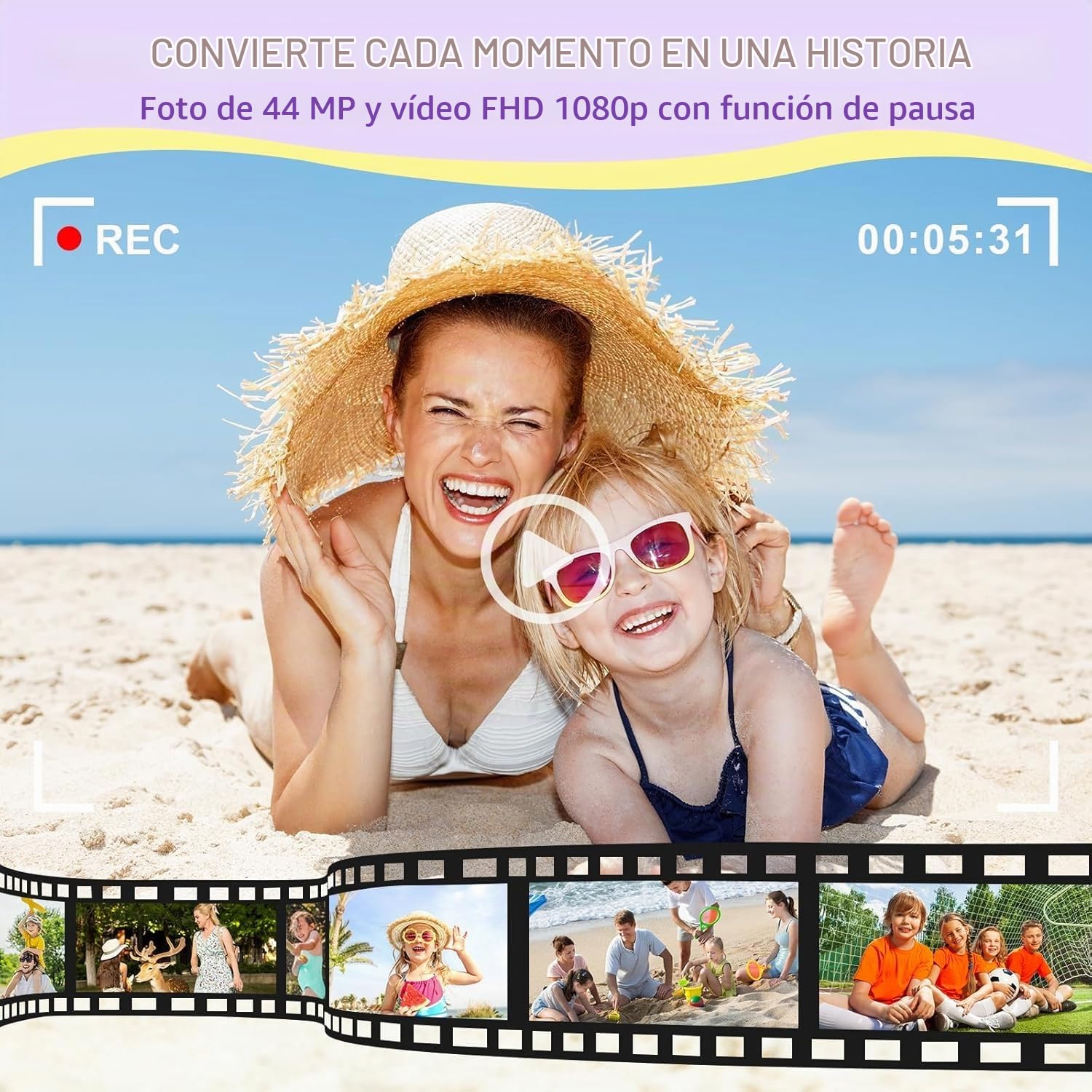 Cámara de Fotos Digital 1080P 44 MP cámara de Fotos con Zoom Digital de 16 x cámara compacta portátil Vlogging cámara Digital para niños Adolescentes Principiantes