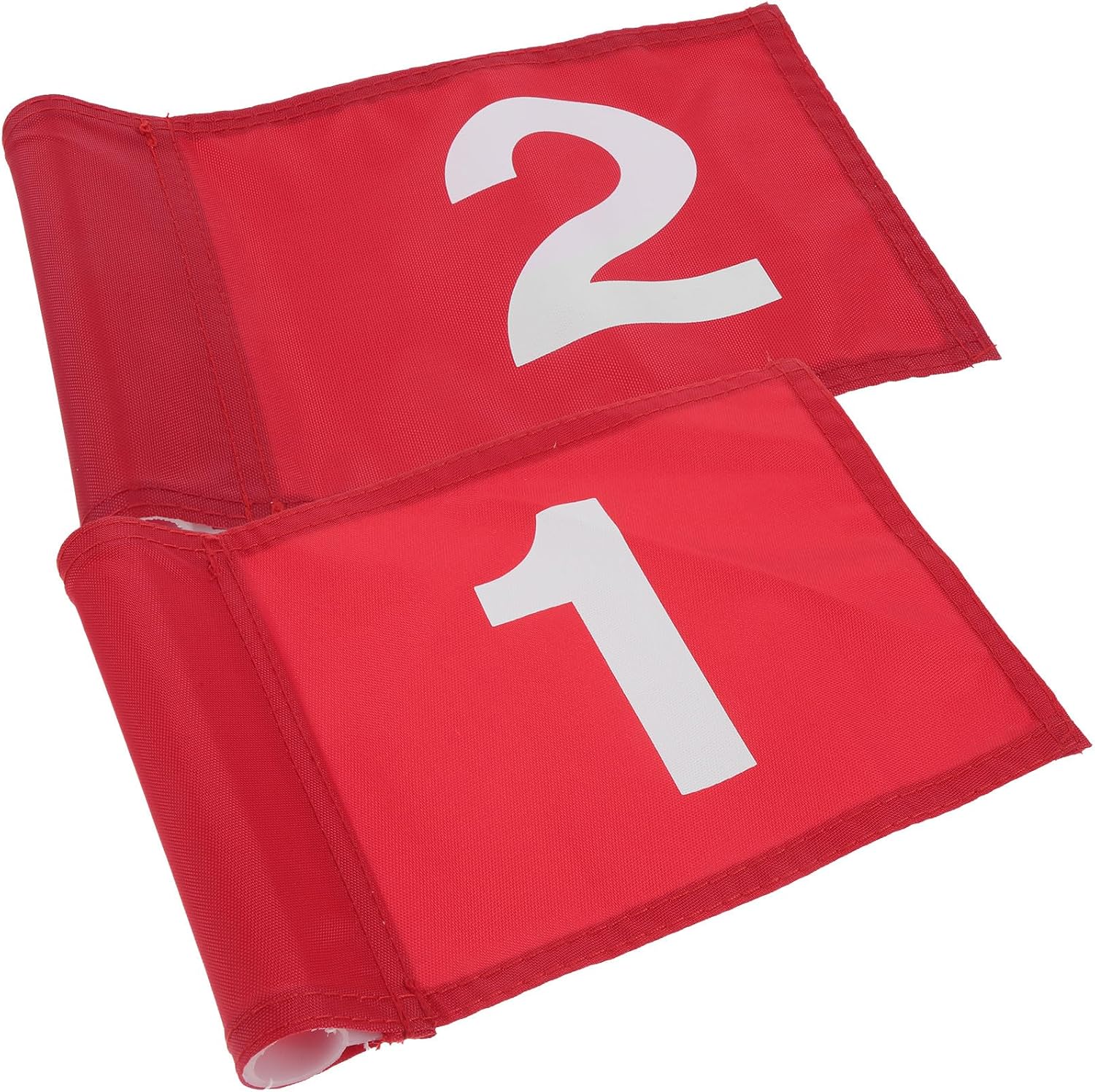 Mikinona 2pcs Golf Practice Flags with Red Flags and Portable Poles Easy Install Training Flagpoles for Outdoor Putting Green Textured Surface for Visibility and Space-saving Storage