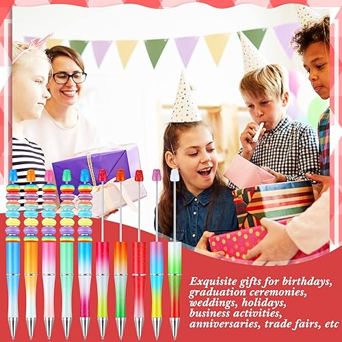 Miniatura 4 de 50 bolígrafos de cuentas de plástico a granel con 50 recambios para hacer bricolaje regalos para niños estudiantes oficina suministros escolares