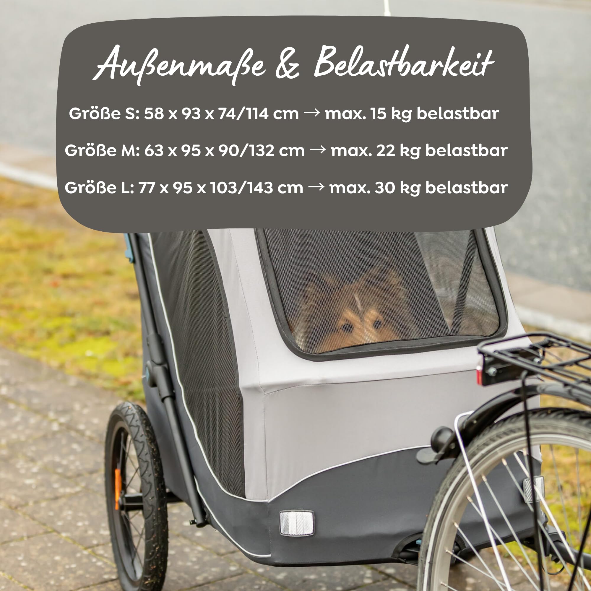 TRIXIE Hunde-Fahrradanhänger reflektierend – bis 15 kg, 40 x 40 x 60 cm