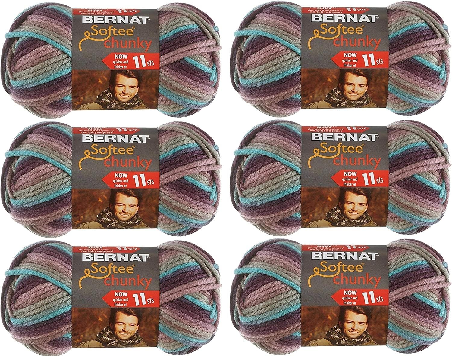 Bernat Softee Chunky Ombre Yarn (6-Pack) Shadow 161129-29121