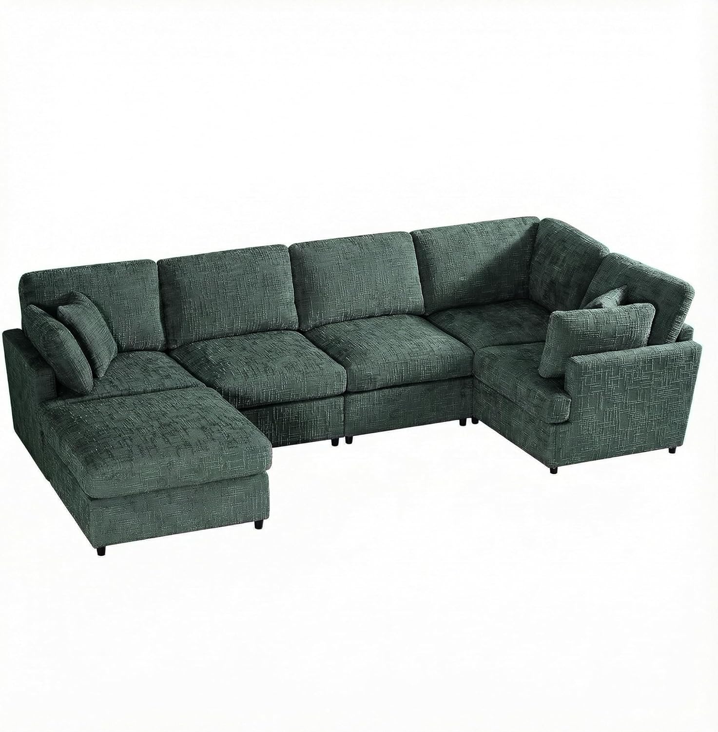 ERYE 122-Inch Modern Corner Modular Sectional Sofa Couches with Ottoman and 4 Toss Pillows, Comfy Chenille Upholstered U-Shaped Sofa Convertible L-Shaped Symmetrical Couch