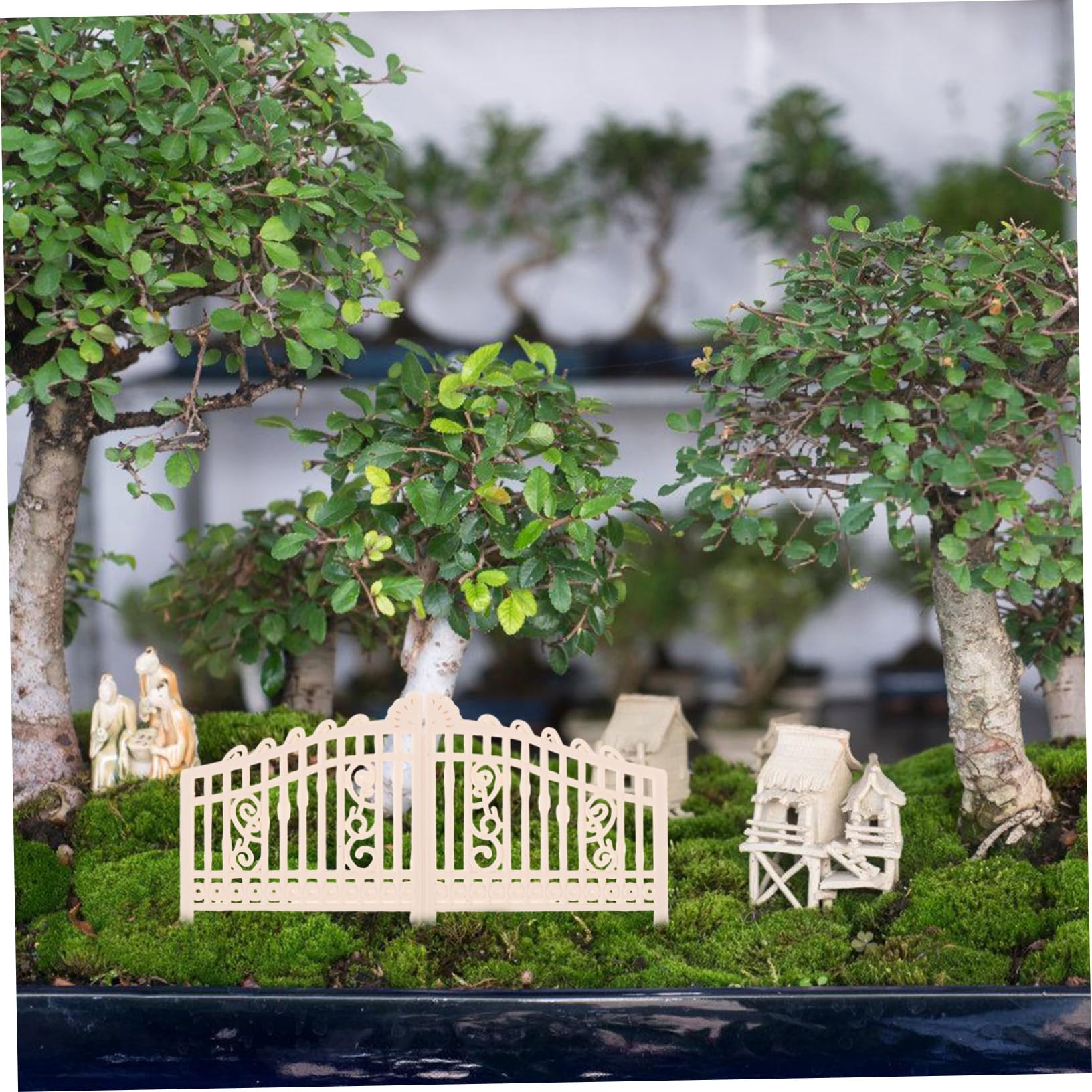 Cancello Miniatura da Giardino Beige in Plastica 5 Pezzi | Casa in Scala e Micro Paesaggi Fai da Te, Struttura Flessibile, Adatto a Decorazioni per Ragazzo Ragazza