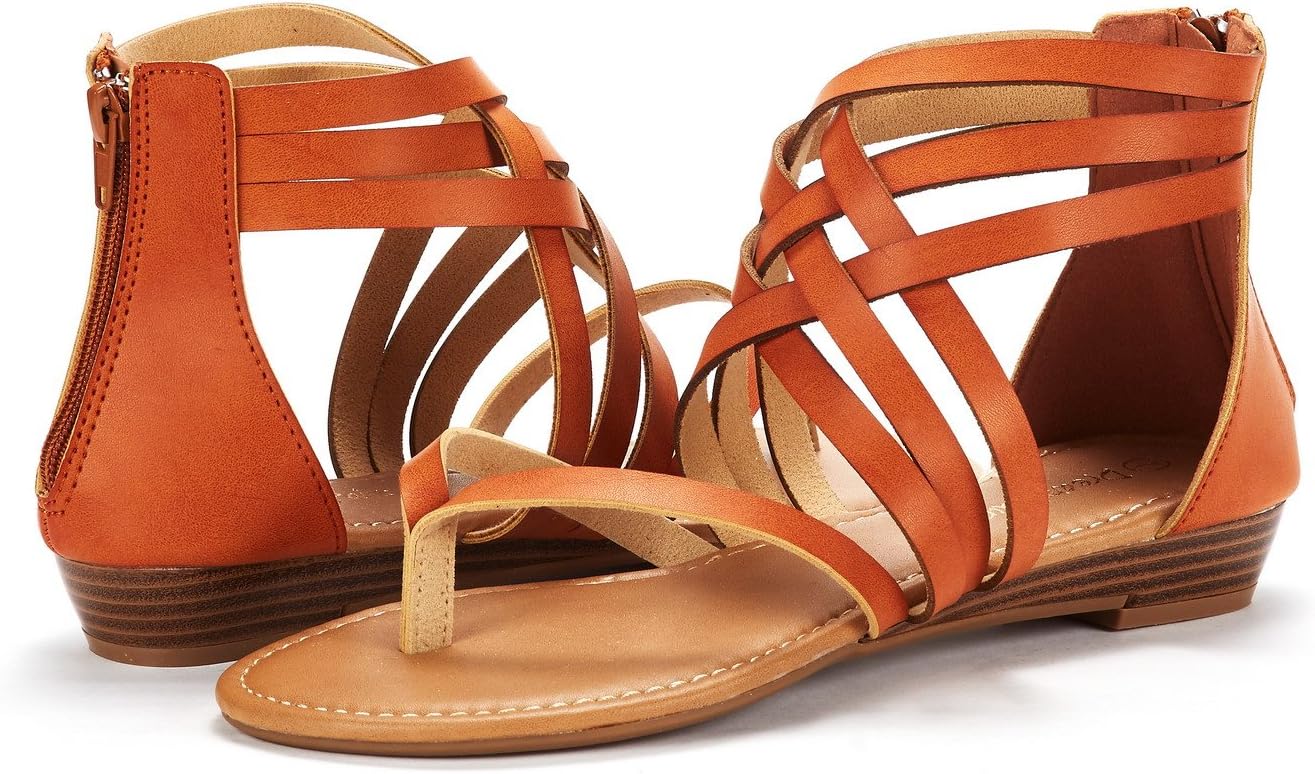 DREAM PAIRS صندل های تخت زنانه گلولاتور Juuly_02 گلادیاتور