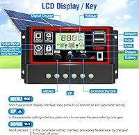 Vista 4 de Controlador de carga solar de 30A [Actualizado], regulador inteligente de batería de panel solar negro con puerto USB dual 12V/24V PWM, parámetro