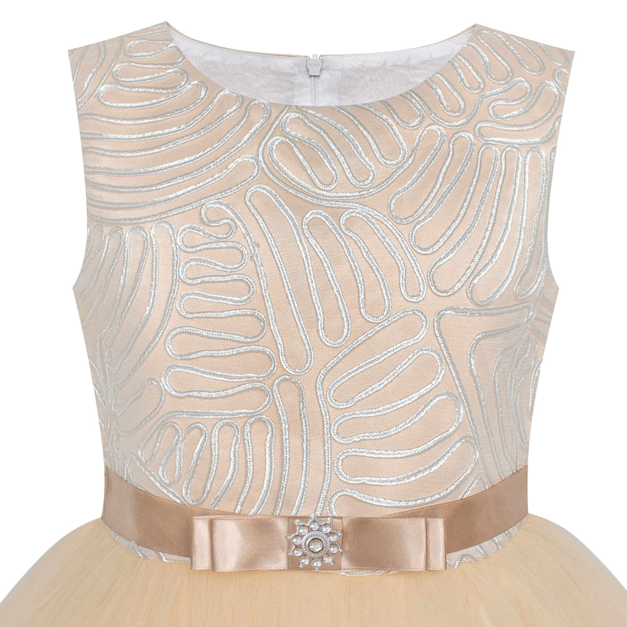 Sunny Fashion Robe Fille Fleur Bleu Belted Mariage Partie Demoiselle d'honneur 4-12 Ans