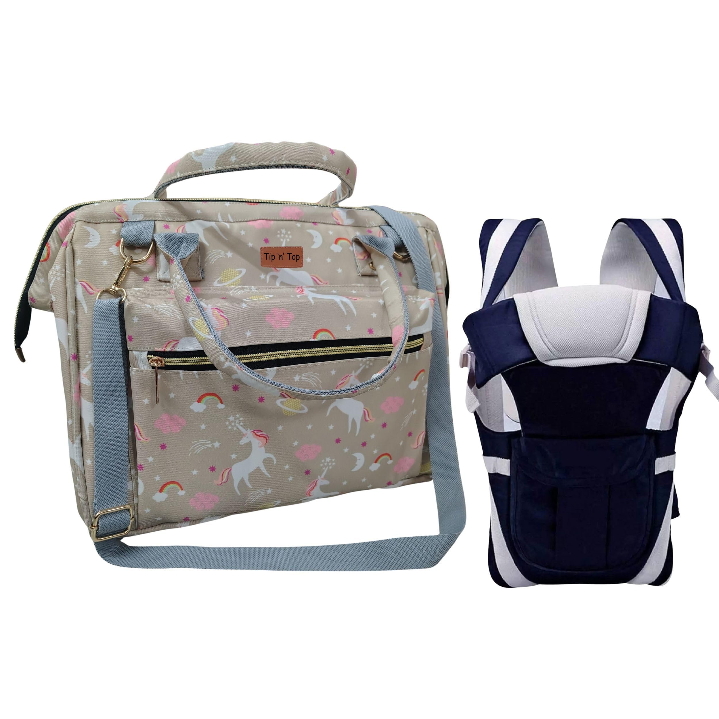 Baby Diaper Travelling Handbag with Insulated Bottle Pocket and 3 in 1 Carrying Style Baby Carrier with Diaper Handbag Combo for Modern Parents (Grey)-image-15