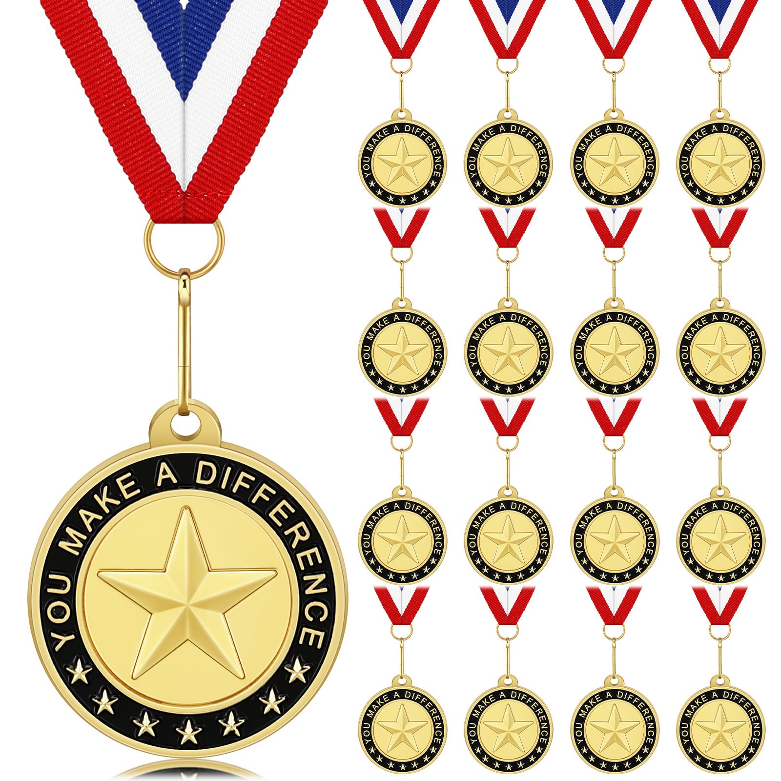 Medaillen für Mitarbeiter des Monats, mit Nackenband, Emaille, Sternerkennung, Gold, Sie machen einen Unterschied, Geschenke, Wertschätzung, Medaillen für Kollegen, Team, Ruhestand, Belohnung