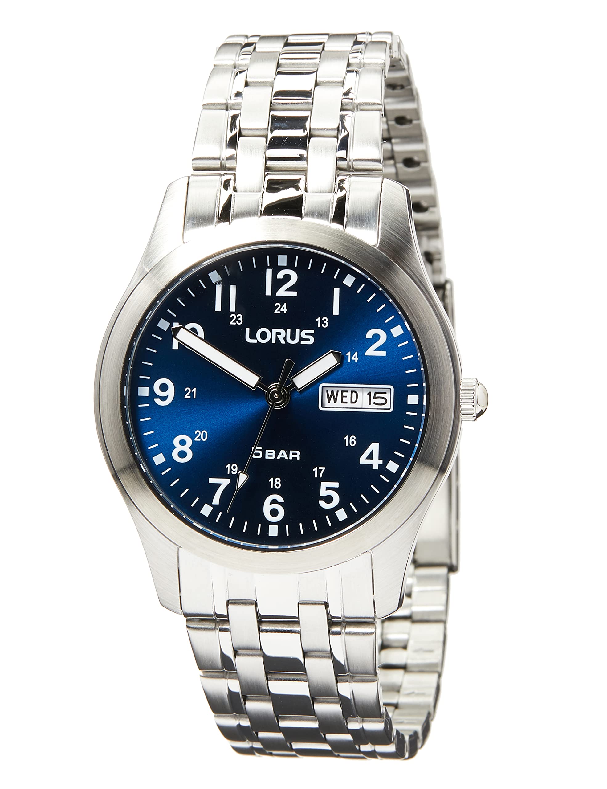 Lorus Mens Watch RXN77DX9 - Stainless Steel, Blue Dial with Day/Date RRP £59.99
