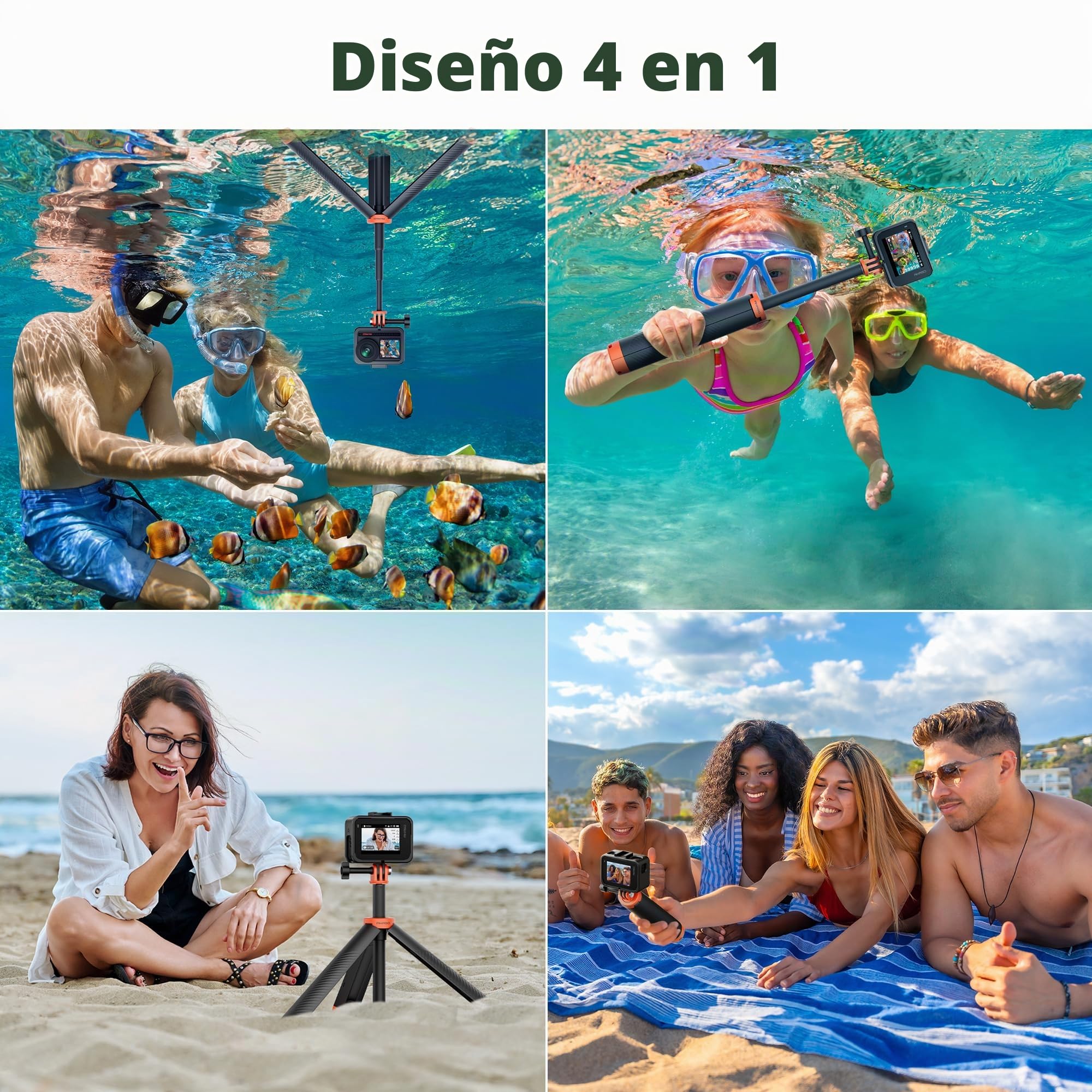 AKASO Palo de Selfie Trípode con empuñadura Flotante, Compatible con Gopro Hero 13/12/11/10/ 9/MAX/dji Osmo Action AKASO EK7000/Brave 4/Brave 7 LE/Brave 7 Cámara de Acción Accesorios