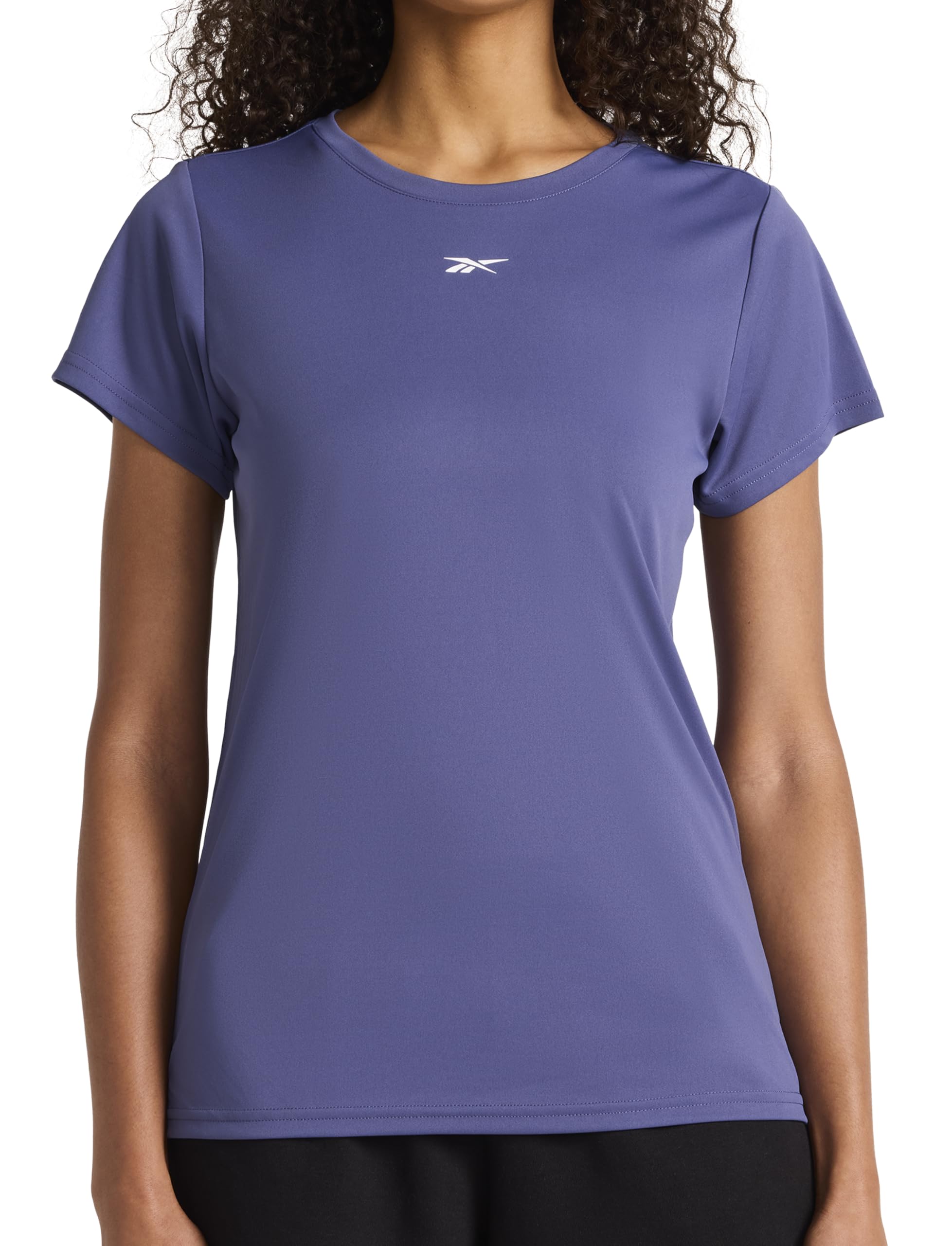 Reebok Apparel Women's Id Performance Tech Crewneck T-Shirt, Relaxed Fit, Twilight Purple, L