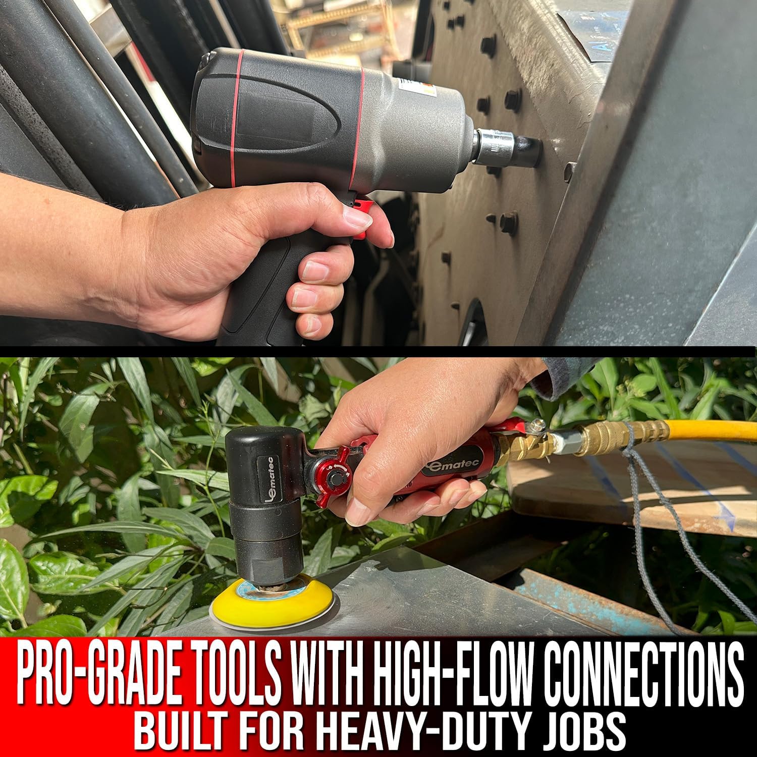 LE LEMATEC Air Tool Kit – Sander, Impact Wrench & Swivel Fitting