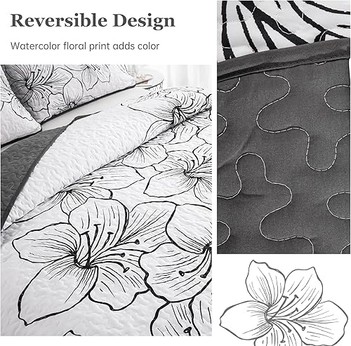 Miniatura 12 de DJY Juego de edredón de 3 piezas, tamaño Queen, con patrón floral amarillo, elegante colcha bohemia con 2 fundas de almohada, juego de ropa de cama