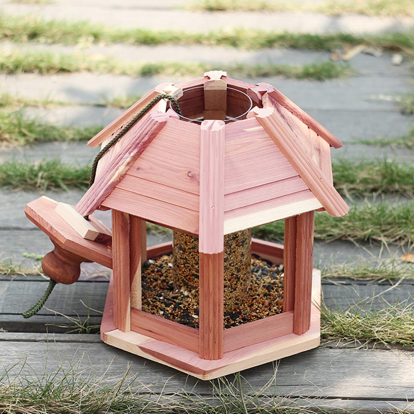 Alimentador de Aves Silvestres Que cuelga para el Patio de jardín Decoración Exterior, forohouse Birdfeeder, Fácil Relleno y Limpio.