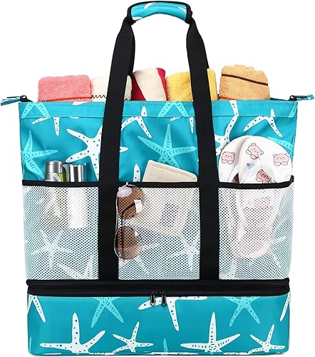 DSIUE Bolsa de playa con enfriador impermeable para piscina, bolsas de playa para mujer, bolsa de playa a prueba de arena