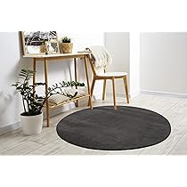 Mia’s Teppiche Comfort Tappeto moderno a pelo corto, lato inferiore antiscivolo, lavabile fino a 30 gradi, morbidissimo, effetto pelliccia, Antracite, 160 cm Rotondo