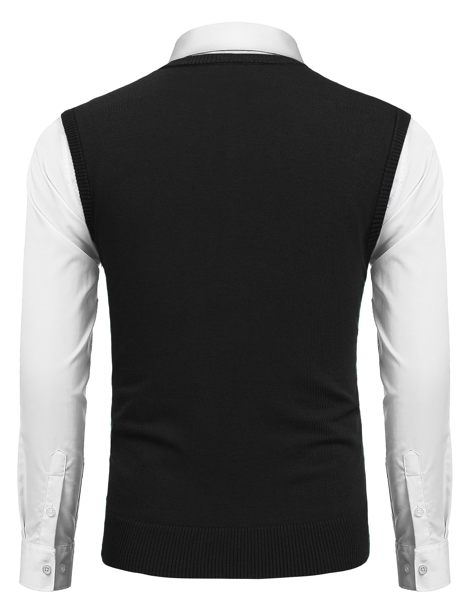 COOFANDY Suéter de punto con cuello en V para hombre, sin mangas, casual, ajustado, trenzado