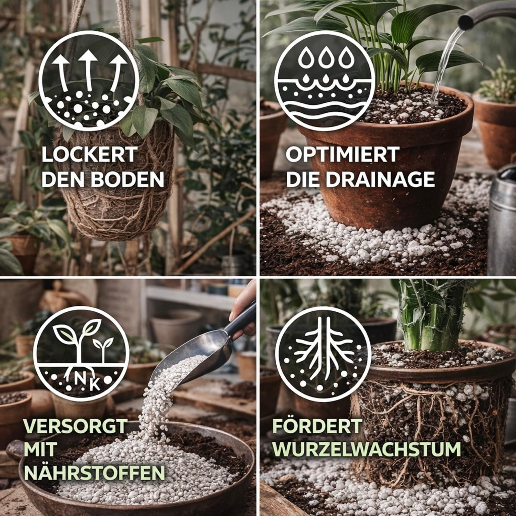CLOROPHILLA Expandierte Perlite – Staubfrei & Angefeuchtet – Premium Perlite für Pflanzen, Aussaaterde, Hydrokultur, Zimmerpflanzen und Garten 50L