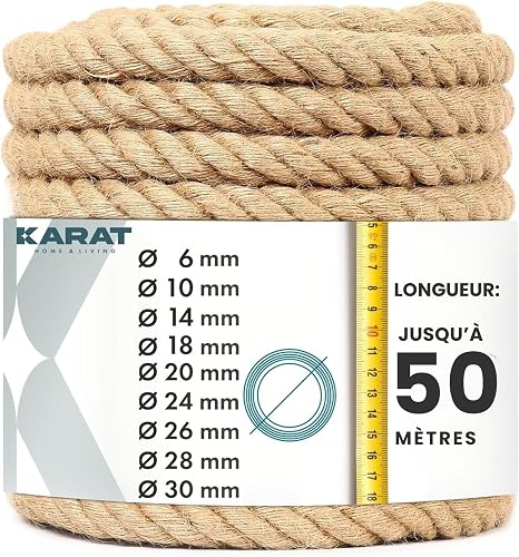 KARAT - Corde en Jute Torsadée - 100% Naturelle et Extra …