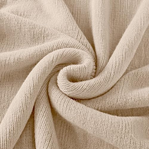 Miniatura 7 de Homiest - Manta decorativa de punto con flecos, manta ligera tejida de acrílico, manta suave y acogedora con borlas para sofá, sillón, cama (beige,