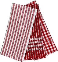 Vista 10 de Mabelle - Juego de 3 paños de cocina a rayas, color blanco, gris y gris: caja de diamante, diseño de pata de gallo, 100% algodón, secado suave