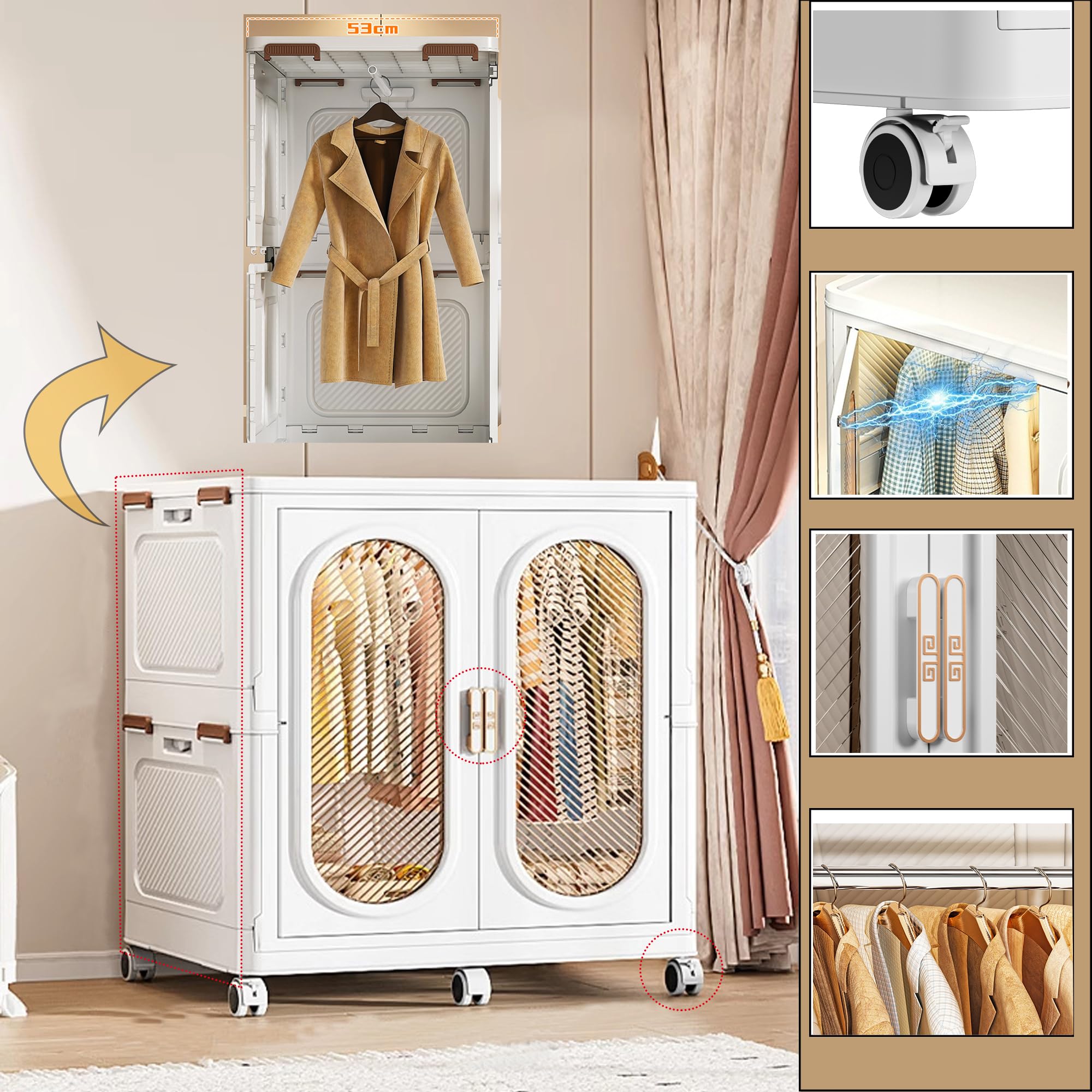 MECOLOR Faltbarer Kleiderschrank Mit Rollen – Wü Produktbild-Vorschau 4
