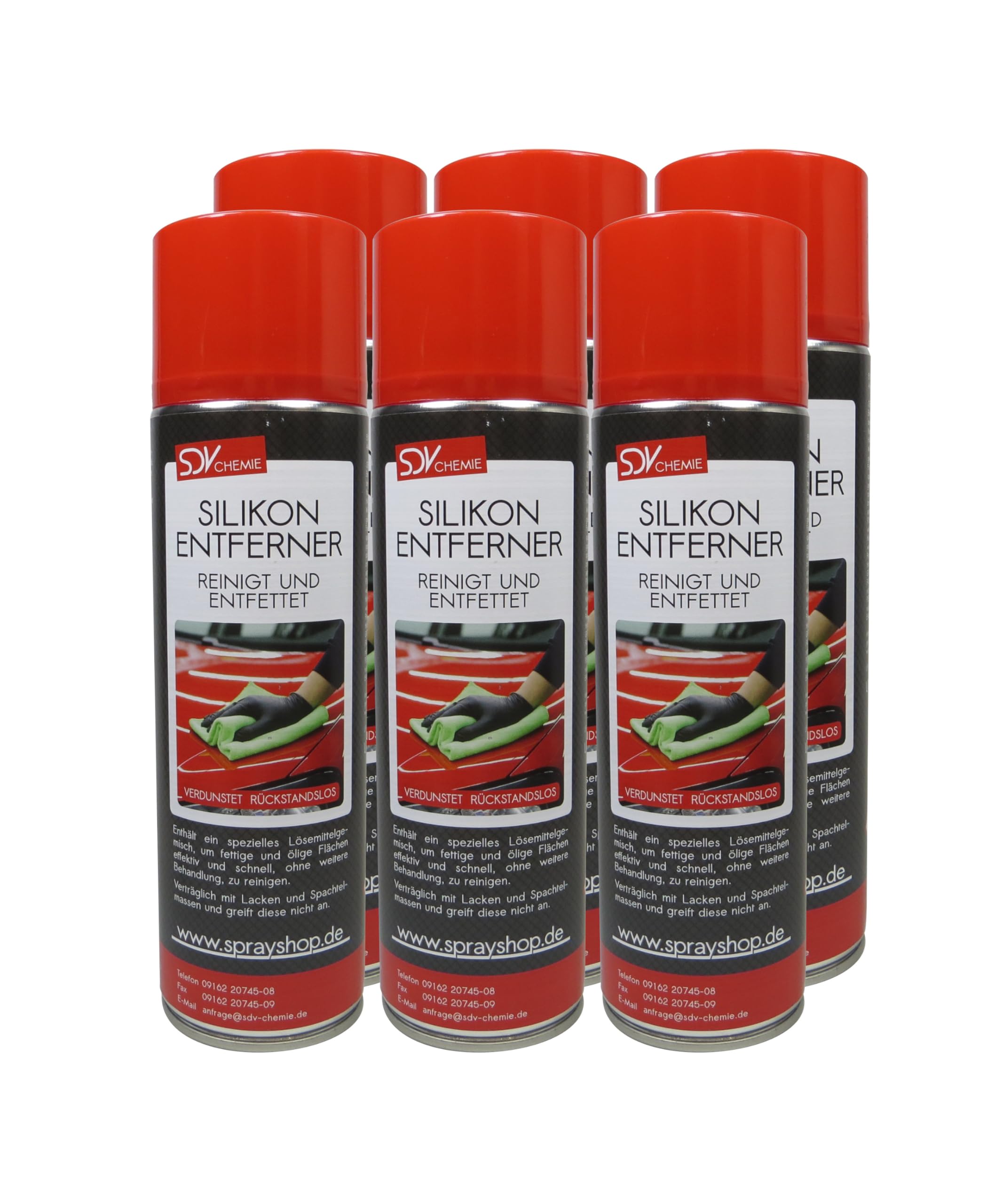 SDV Chemie Silikonentferner Spray 6x 500ml für Autolack | Lackierer, Siliconentferner, Cleaner, Entfetter