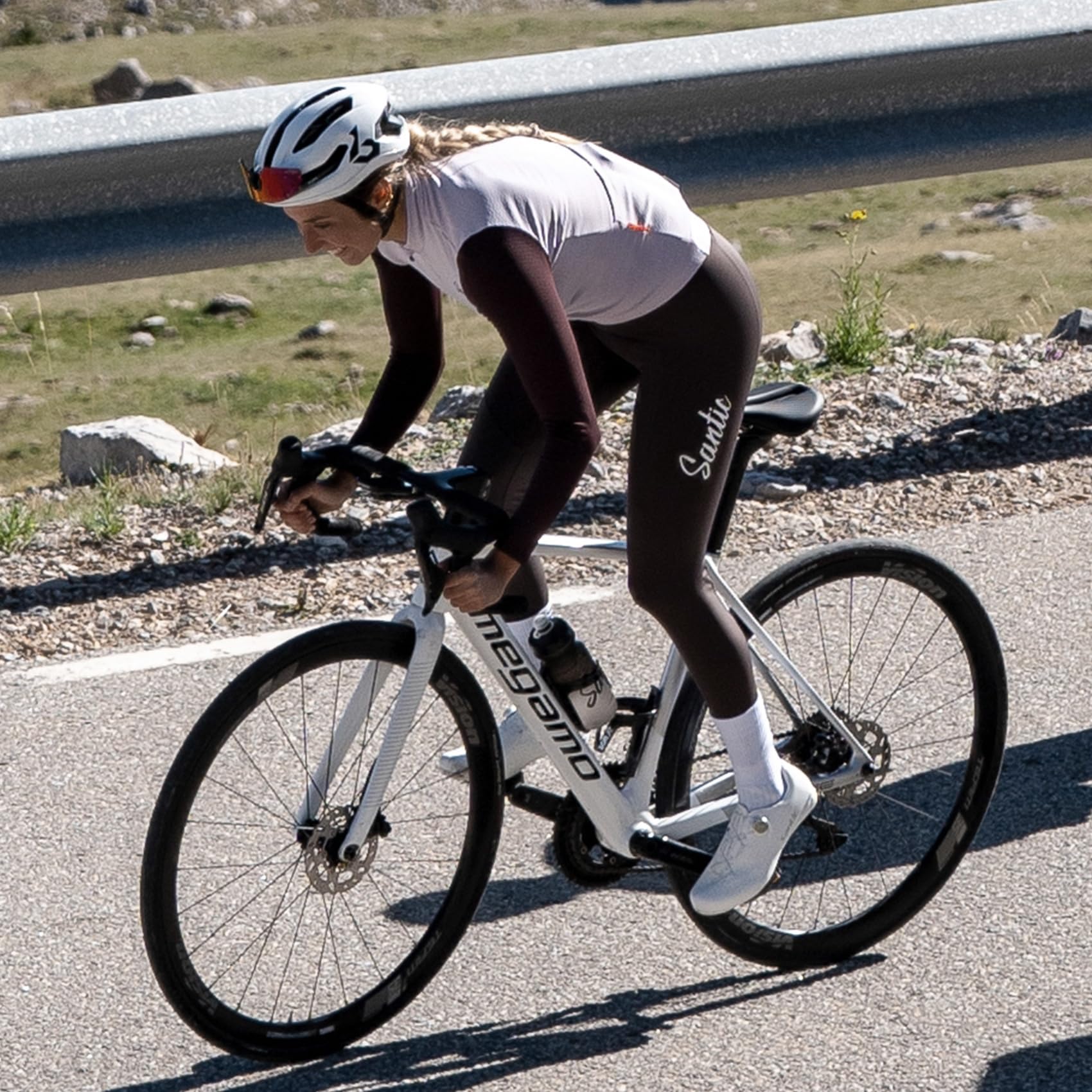 Santic Maglia da ciclismo da donna, a maniche lunghe, slim per primavera, autunno, bici da corsa, MTB, maglia termica
