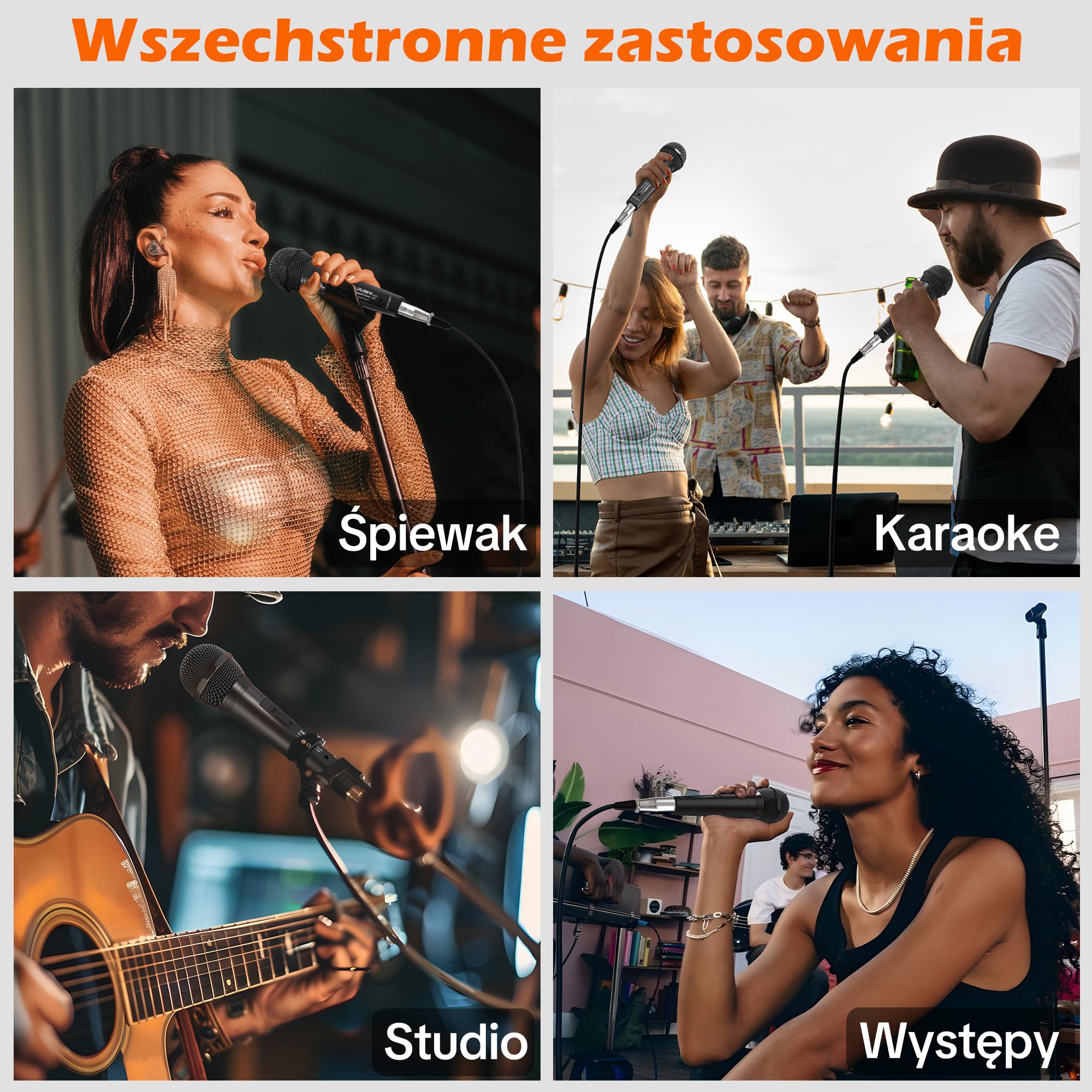 Talomen Profesjonalny Przewodowy Mikrofon Dynamiczny – Kardioidalny Mikrofon Ręczny z Kabli XLR 6 m i 2 m, Czysty Dźwięk do Śpiewu, Karaoke, DJ, PA, Wzmacniaczy, Plener – L52 Czarny