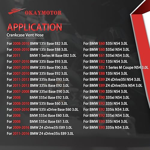 Miniatura 2 de OKAY MOTOR Manguera de ventilación del cárter para BMW 535i 135i 335i xDrive Z4 3.0L 11157553949 11 15 7 553 949