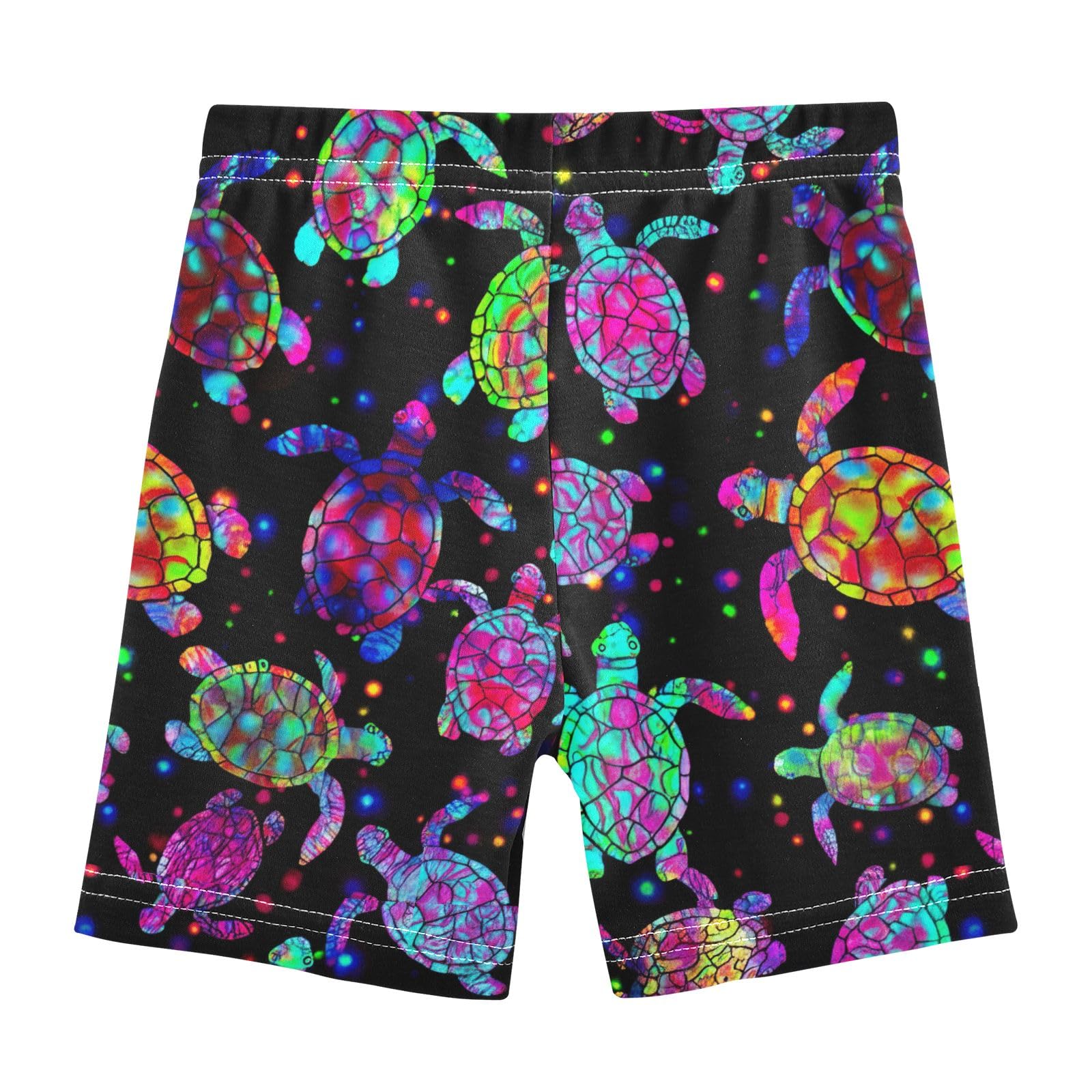 CHIFIGNO Neon Sea Turtles Black Bike Shorts for Girls Cartwheel Shorts Breathable Under Dress Biker Short 4T