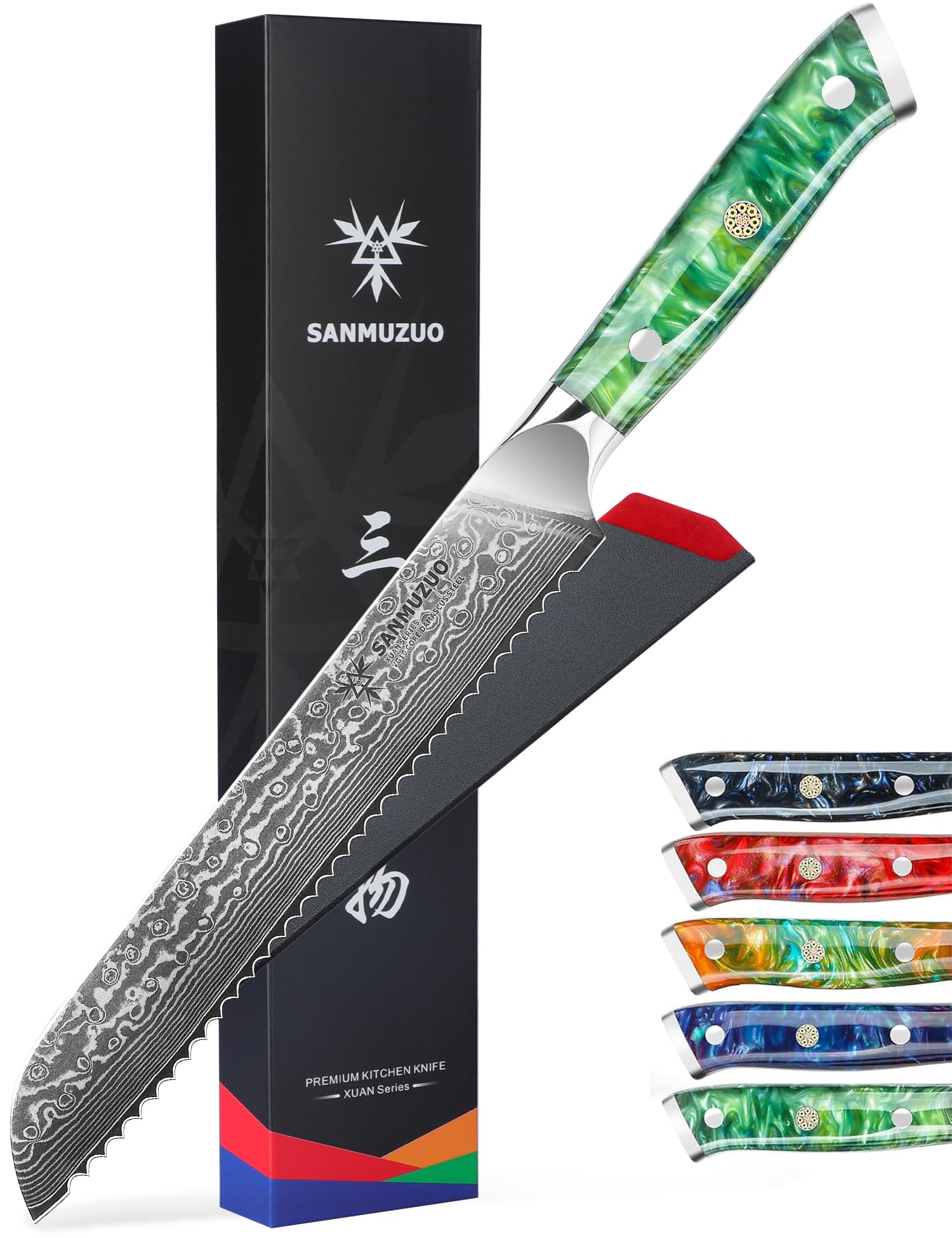 SANMUZUO 8" Bread Knife - Damascus Steel -6