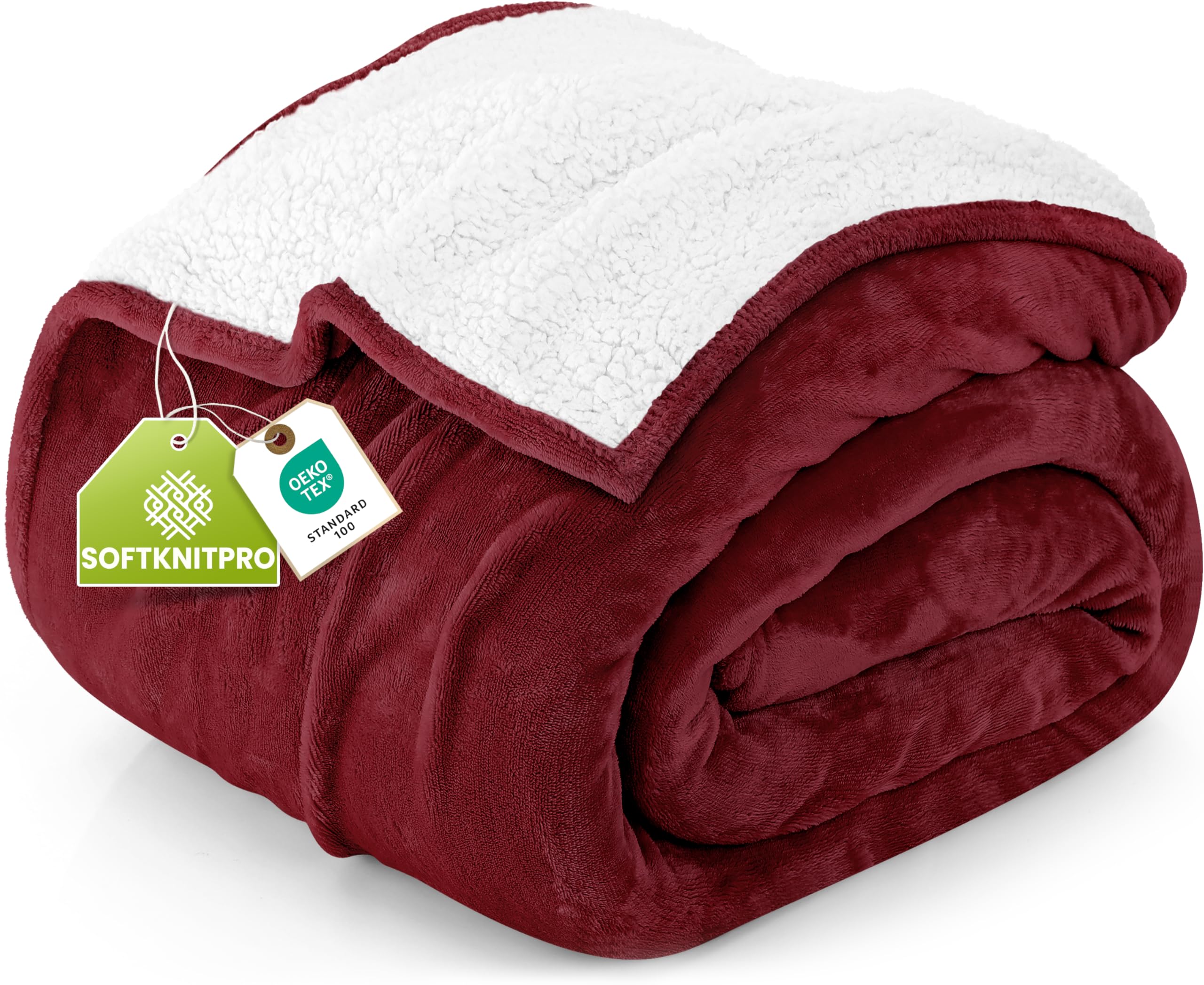 utopia bedding sherpa blanket king size (red, 90x102 inches) - soft lightweight plush fleece reversible blanket for bed, sofa, couch, camping and travel