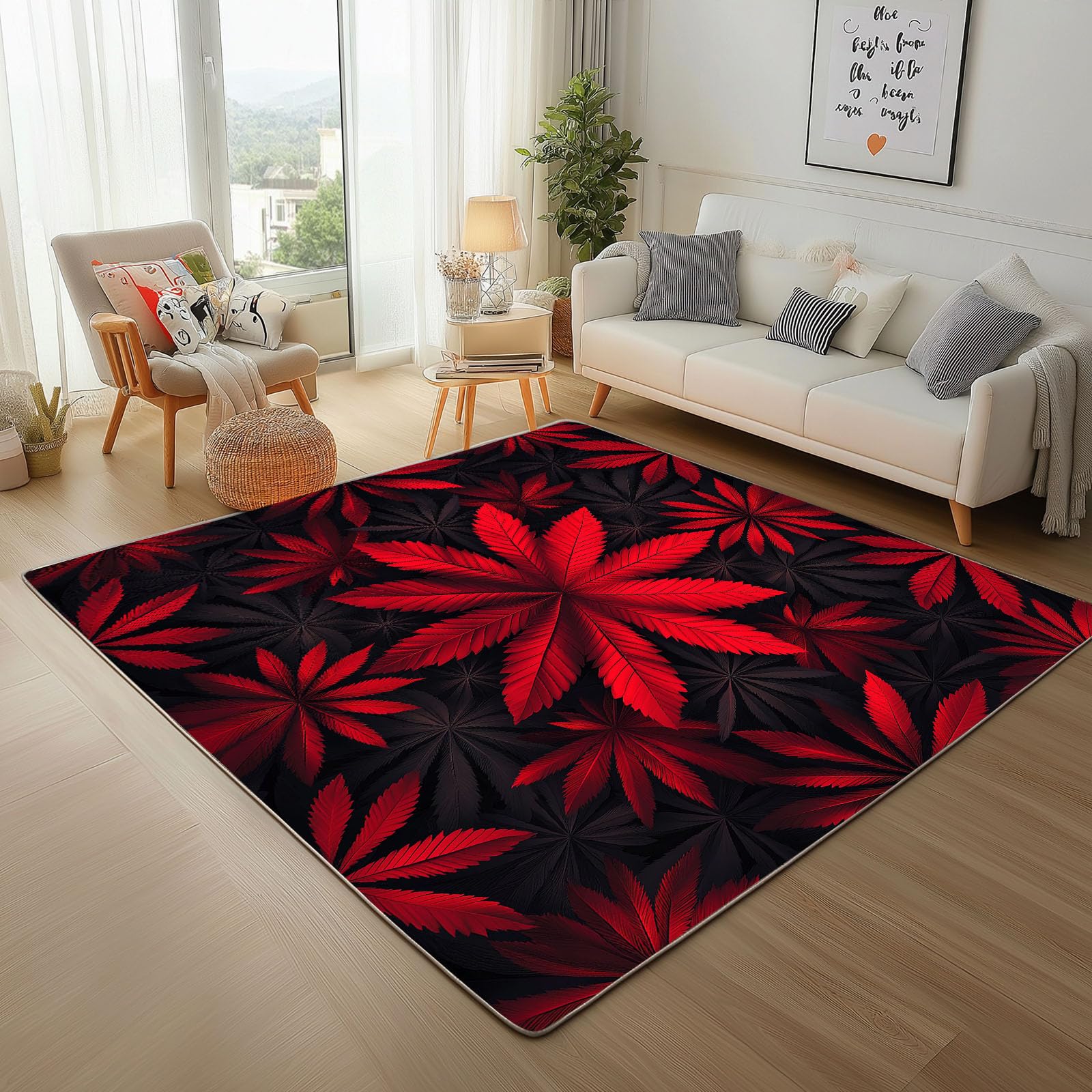 Tapis salon lavable 160x230 grand paillasson interieur entree antidérapant rouge