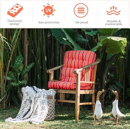 Miniatura 2 de Giantex - Cojín para silla de patio exterior, 5 pulgadas, para respaldo alto con 4 lazos de cuerda, cojín para columpio de patio, silla con asiento