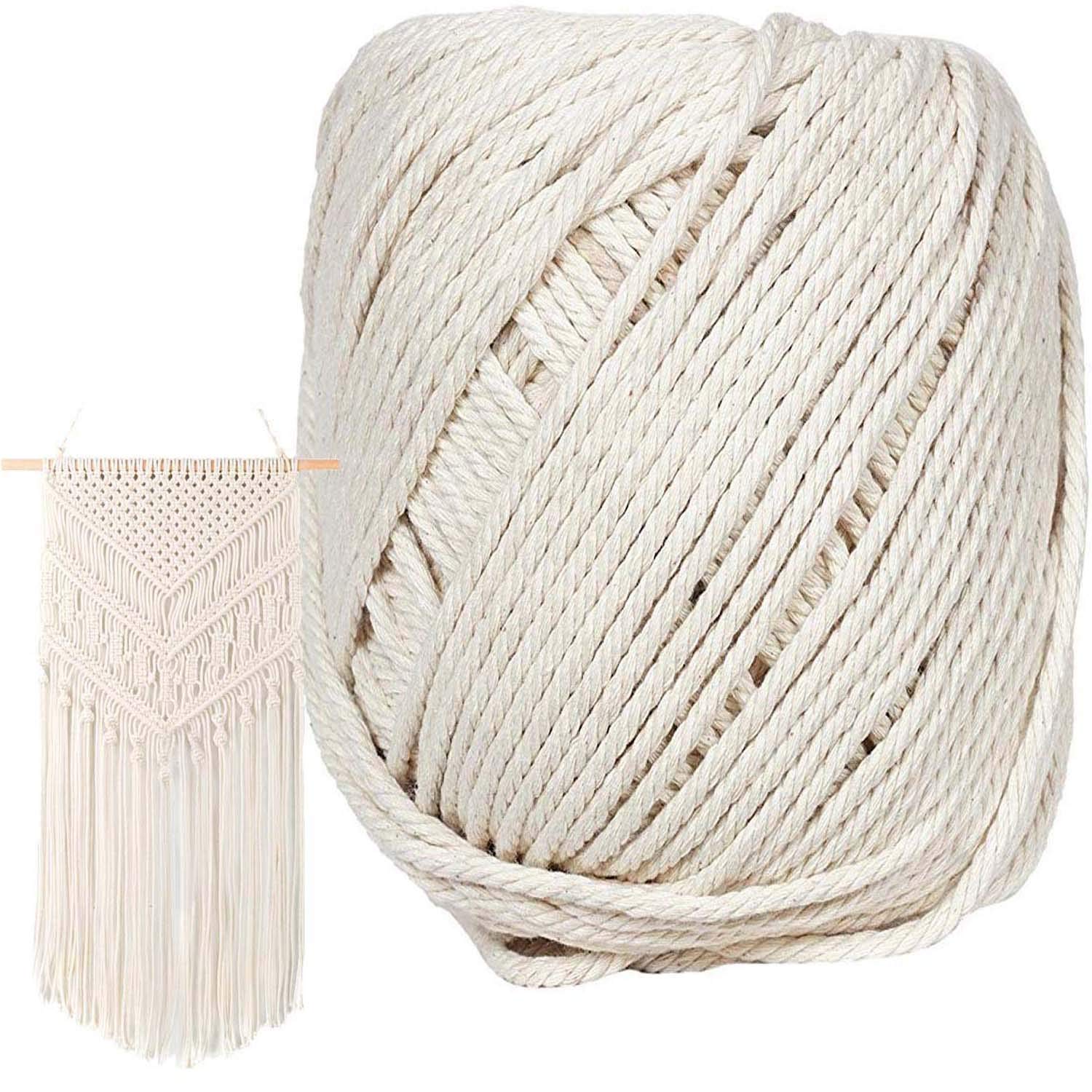 DIY Crafts Pack Of 2 Roll, Off White, Macrame Cord 3mm X 210m - (about 230 yd) - Natural Virgin Cotton Handmad (Pack Of 2 Roll, Off White)