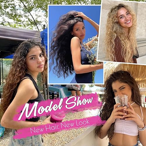 Miniatura 7 de Extensiones de cabello ondulado con clip de 20 pulgadas, 4 piezas, extensiones de cabello rizado con clip, extensiones de cabello grueso de trama de