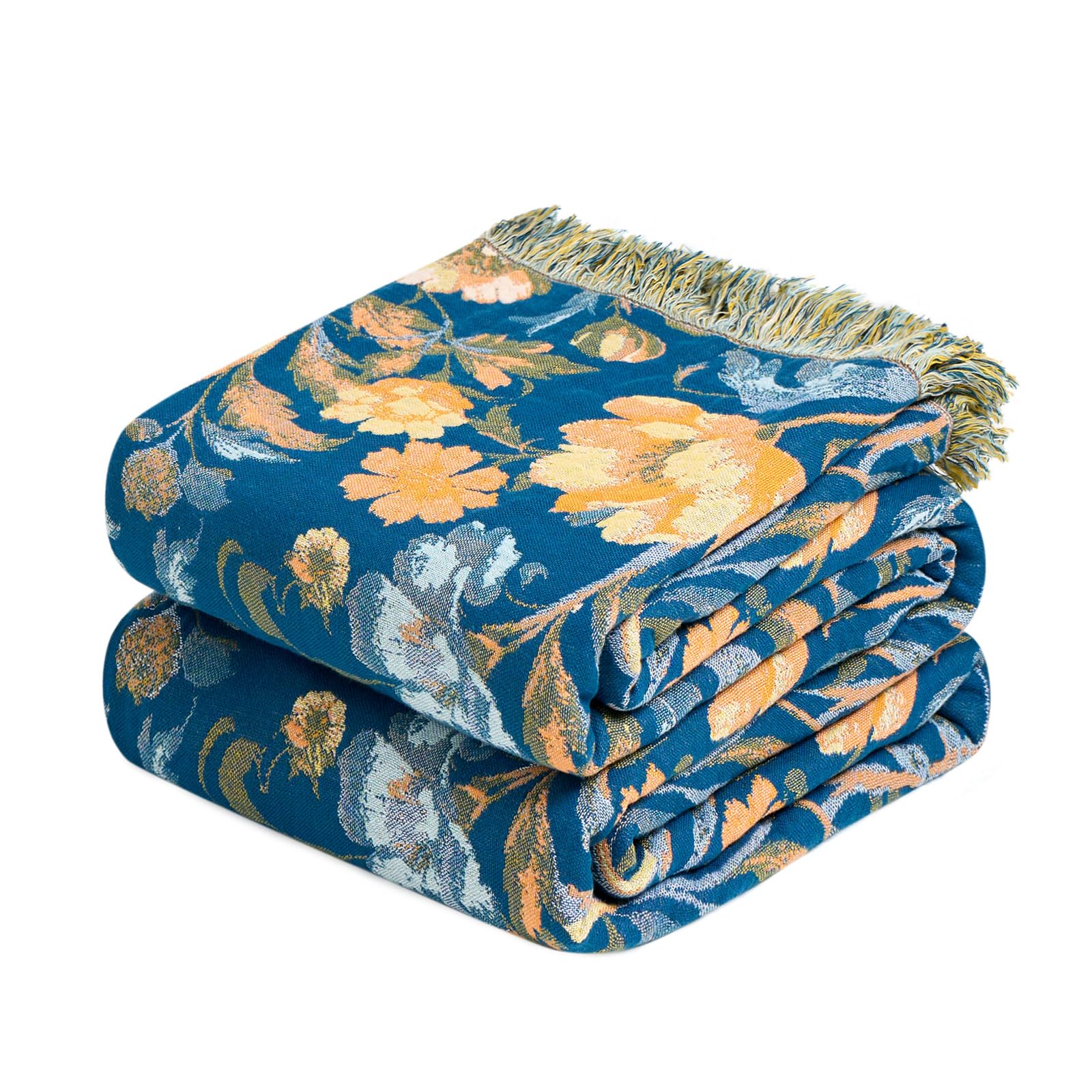 LUTBM Boho Throw Blanket for Couch 50"x60", Cotton Decorative Bed Throws