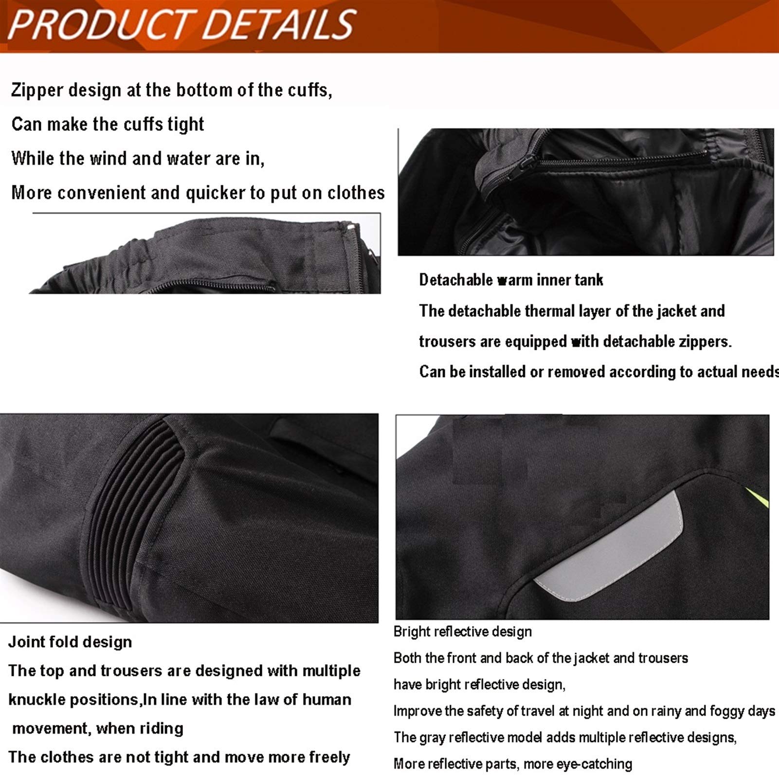Chaqueta De Moto Anti-caída Chaqueta De Montar A Caballo para Hombre con Forro Aislante De Algodón Y Desmontable 5 Engranajes Protectores Extraíbles para Proteger Su Seguridad Al Conducir