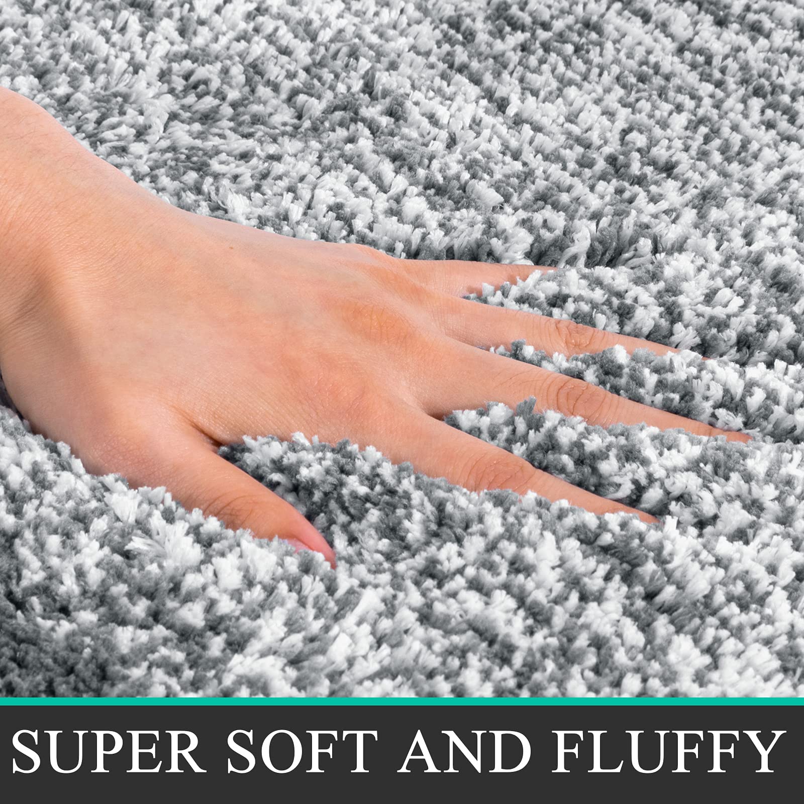 Pauwer Ultra Dicker Badteppich Set 3 Teilig Weich Hochflor Duschteppich Badematte Toilettenmatte Maschinenwaschbar rutschfeste WC Teppich Set Badvorleger Badezimmerteppich, Dunkelgrau