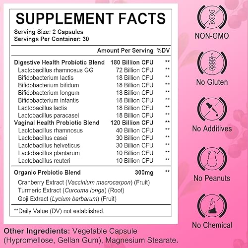 Miniatura 2 de 300 mil millones de UFC probióticos para mujeres, 12 cepas de probióticos con arándano prebiótico, probióticos para el sistema inmunológico