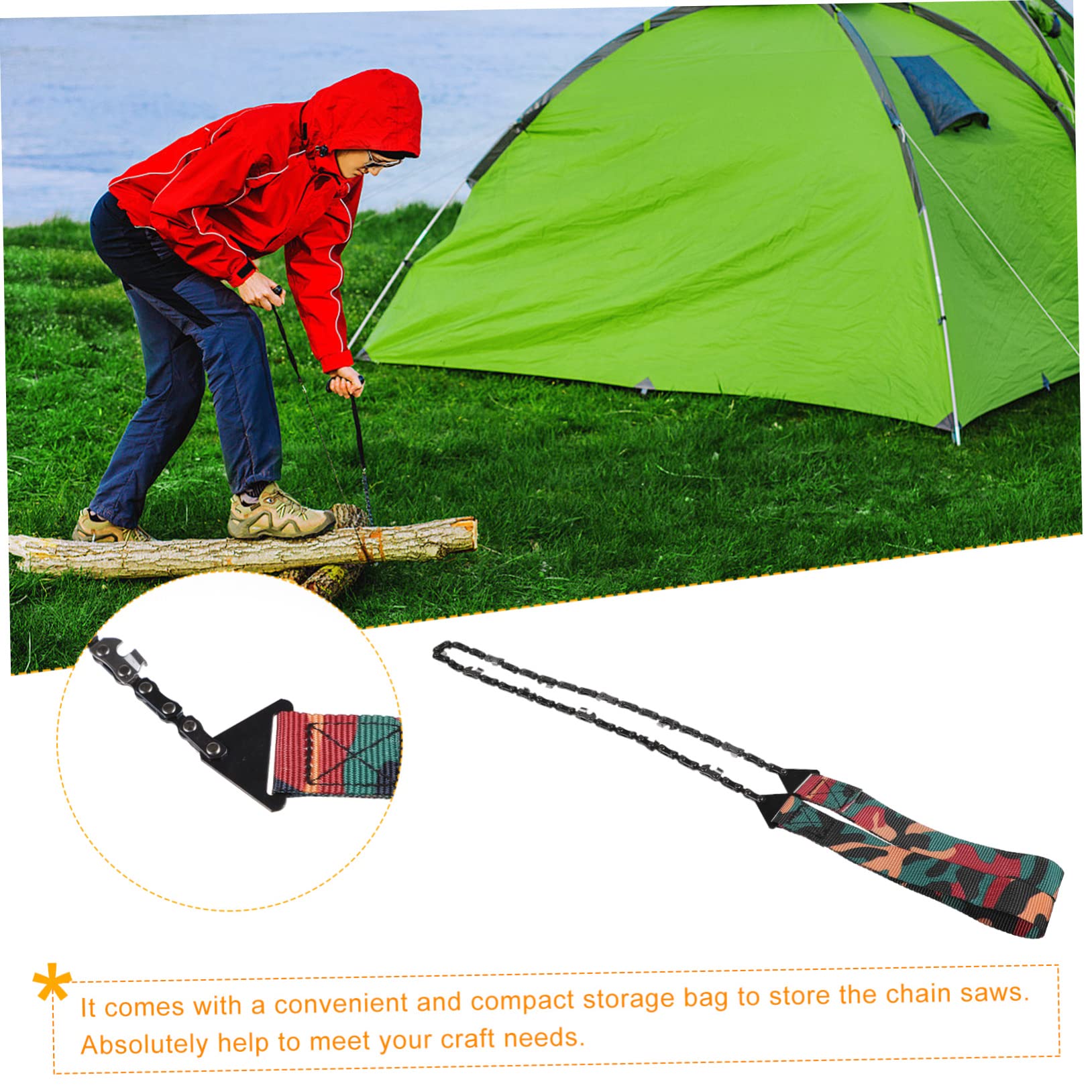 TOYANDONA 2 Pièces Scie à Chaîne Manuelle Pliante Corde Tressée pour Camping et Randonnée Outil de Jardinage et Pratique