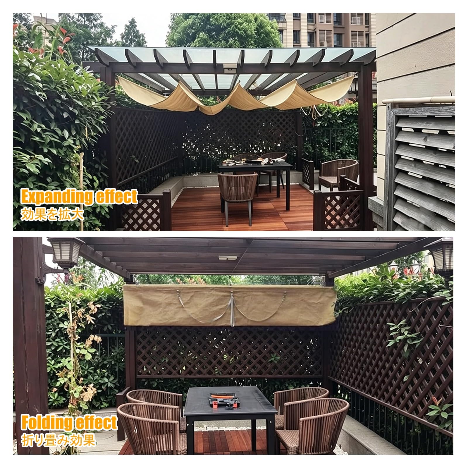 Chowany wodoodporny zadaszenie żaglowe - Wave Sun e, pokrowiec na telewizor 2,5 m x 6 m, na patio, tarasy i podwórze, odporny na promieniowanie UV