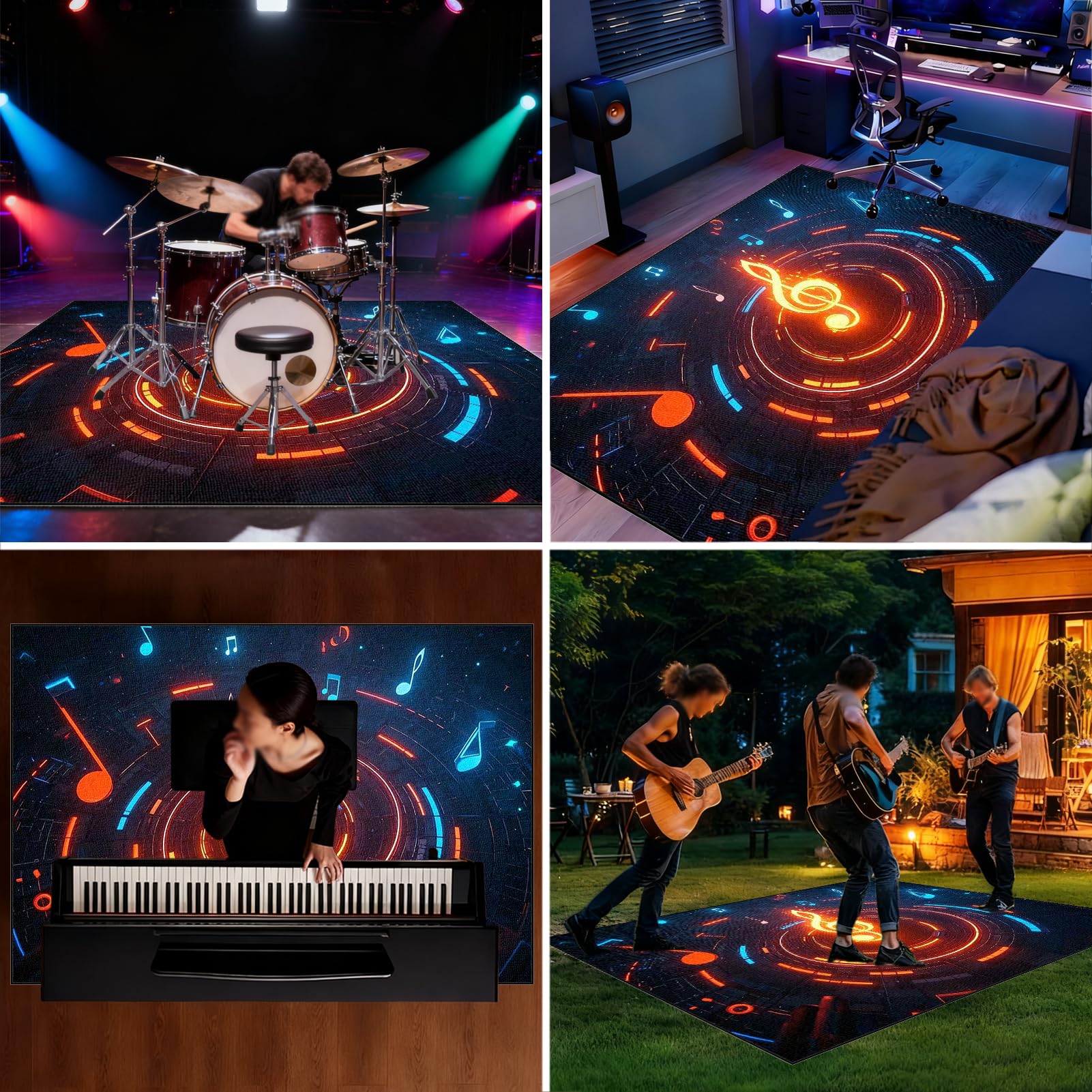 180 x 150 cm, dywan perkusyjny, dywan do perkusji, izolacja akustyczna, profesjonalny elektroniczny zestaw do perkusji jazzowej, perkusji basowej, werbla, perkusji i innych instrumentów