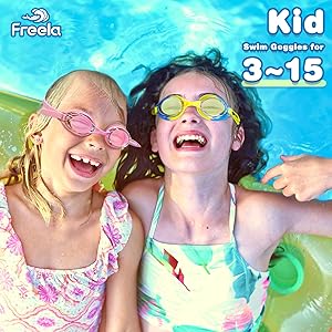 Freela Kids Swim Goggles, 2 Pack for Boys Girls Age 3-15, Toddler Clear View Anti-fog & Anti UV No Leak