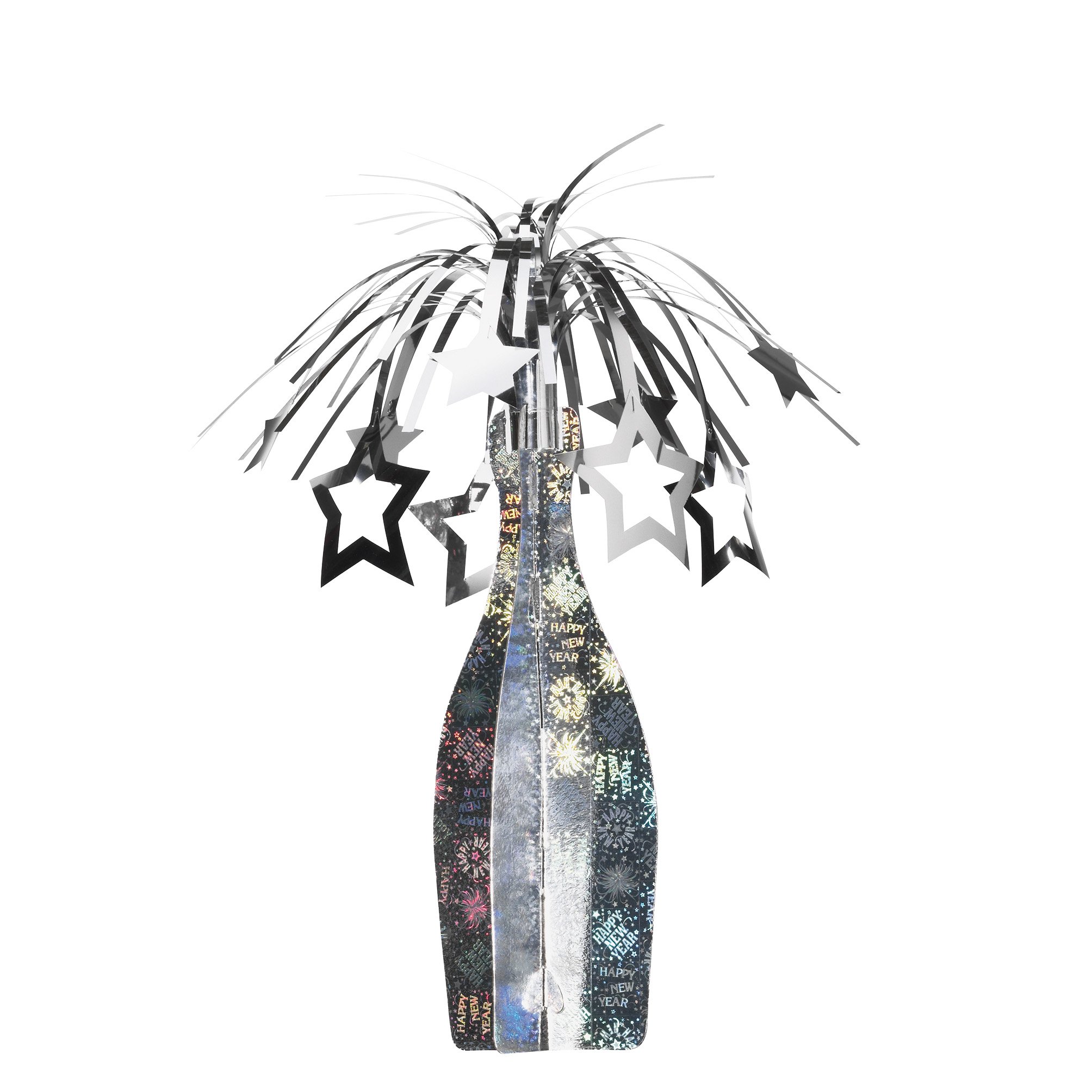 SUSY CARD3D Table Decoration "Happy New Year", 1 Piece in Polybag with Header, Cardboard, Silver