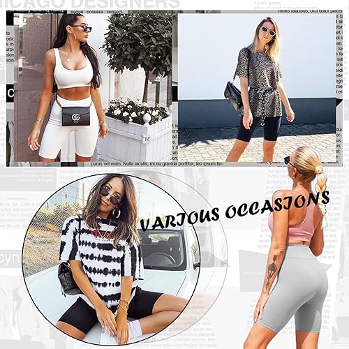 Miniatura 2 de NEW YOUNG 3 Pack Biker Shorts with Pockets for Women High Waisted 8 inch Tummy Control Black Workout Yoga Short Pants