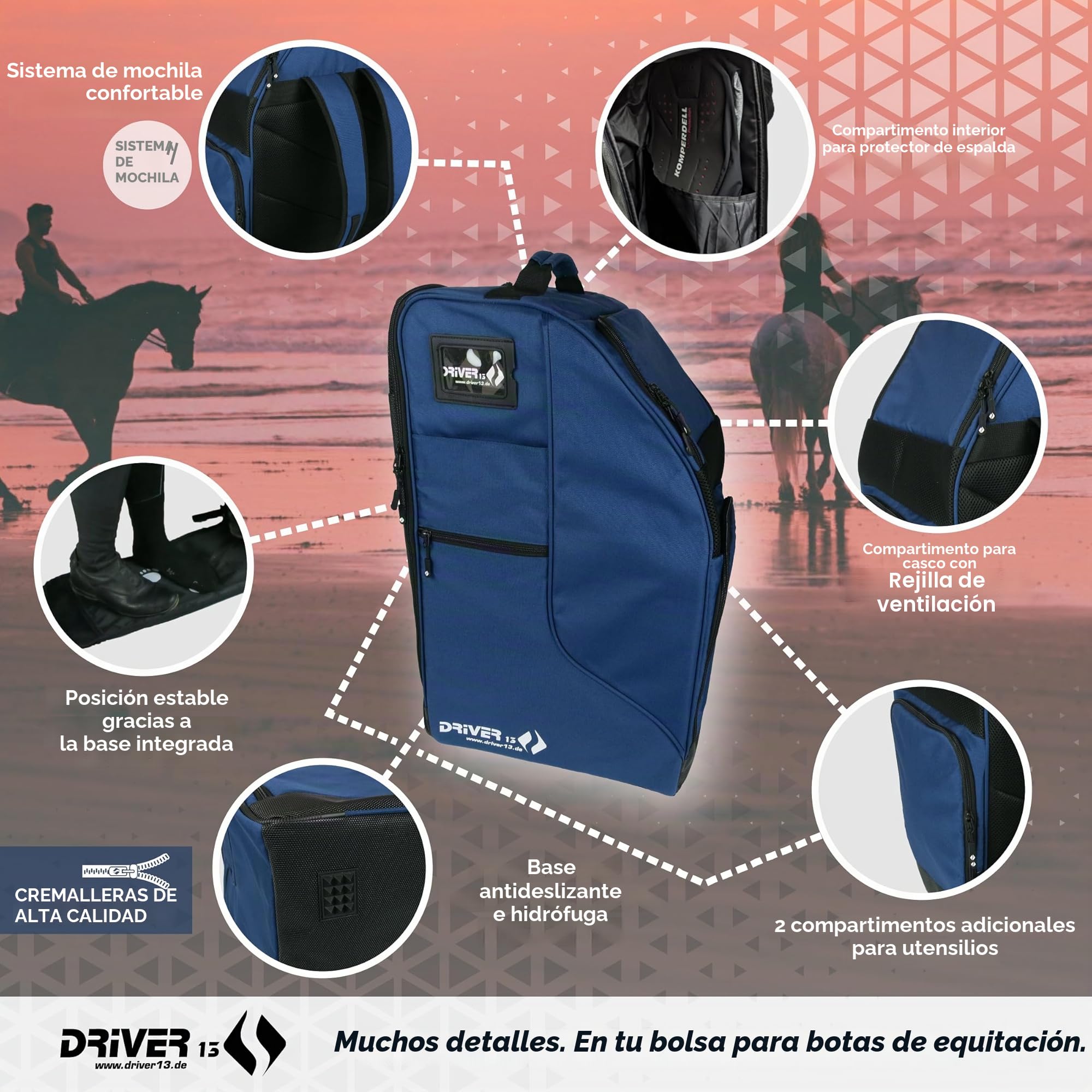 Mochila para botas de equitación con compartimento para casco, Driver13, muchos colores