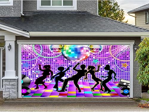 Miniatura 7 de Cubierta de puerta de garaje para discoteca, fondo retro para fiesta de baile de los años 70, 80 y 90, tema vintage, telón de fondo de danza de