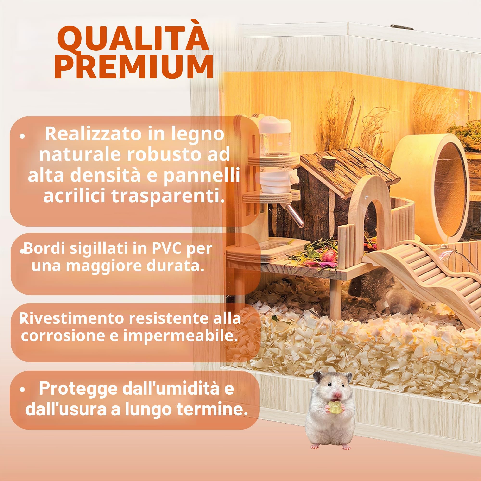 Prolee Gabbia per criceti in legno extra large per topi e ratti, parte superiore apribile, con fogli in acrilico, struttura solida (61 cm)